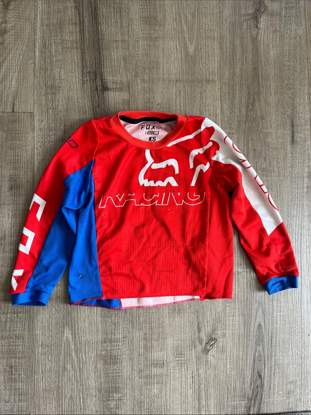 Toddler Red & Blue Long Sleeve Motocross Jersey